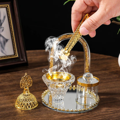 Inttox-🕌 Ensemble de Brûleurs d'Encens en Cristal – 4 Pièces 🏡✨