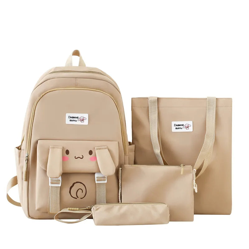 Inttox-🎒 Sac à Dos Femme Style Collégial ✨ Grande Capacité & Motif Dessin Animé 🐻🌸