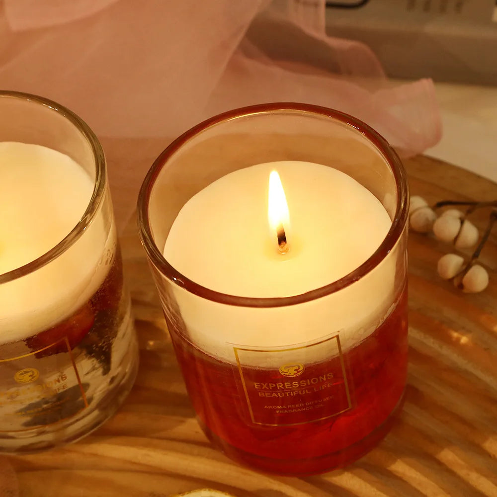 Inttox-🕯️🌸 Bougie Parfumée en Gelée avec Fleurs Séchées – Cadeau Élégant et Relaxant 🎁✨