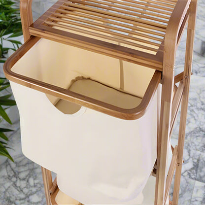 Inttox-🧺✨ Étagère de Rangement en Bambou avec Panier à Linge – Organisateur Chic pour la Maison 🌿🏡