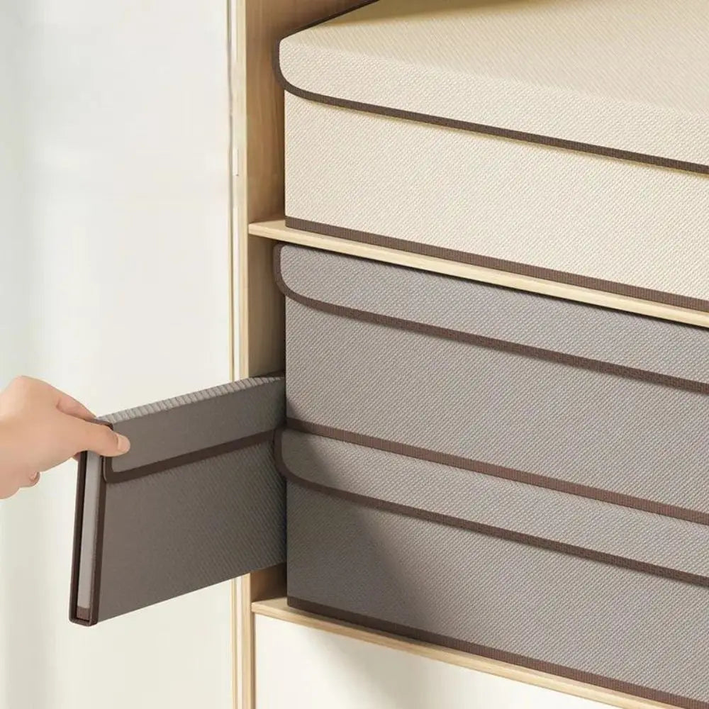 Inttox-🧦 Organisateur de Sous-vêtements 3-en-1 Pliable en Lin 🗂️🧺