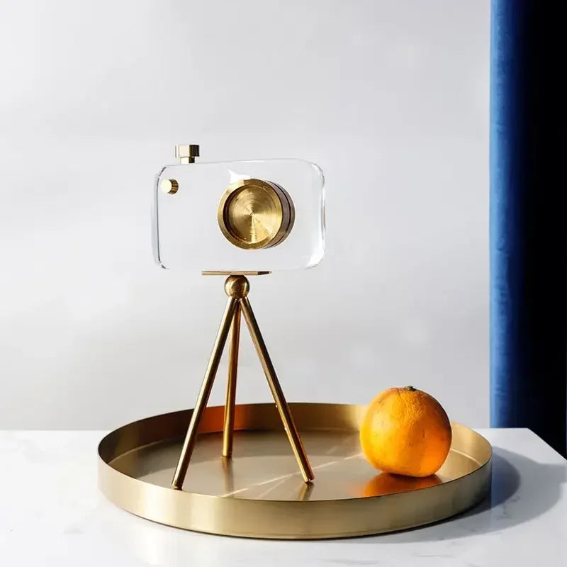 Inttox- 📷 Caméra en Cristal – Ornement Déco Nordique Luxe pour Salon, Bureau ou Chambre