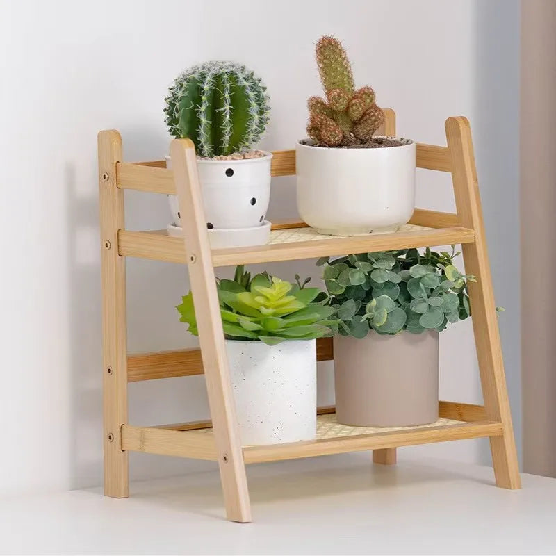 Inttox-🧺✨ Étagère Double en Rotin Antique  🌿📚