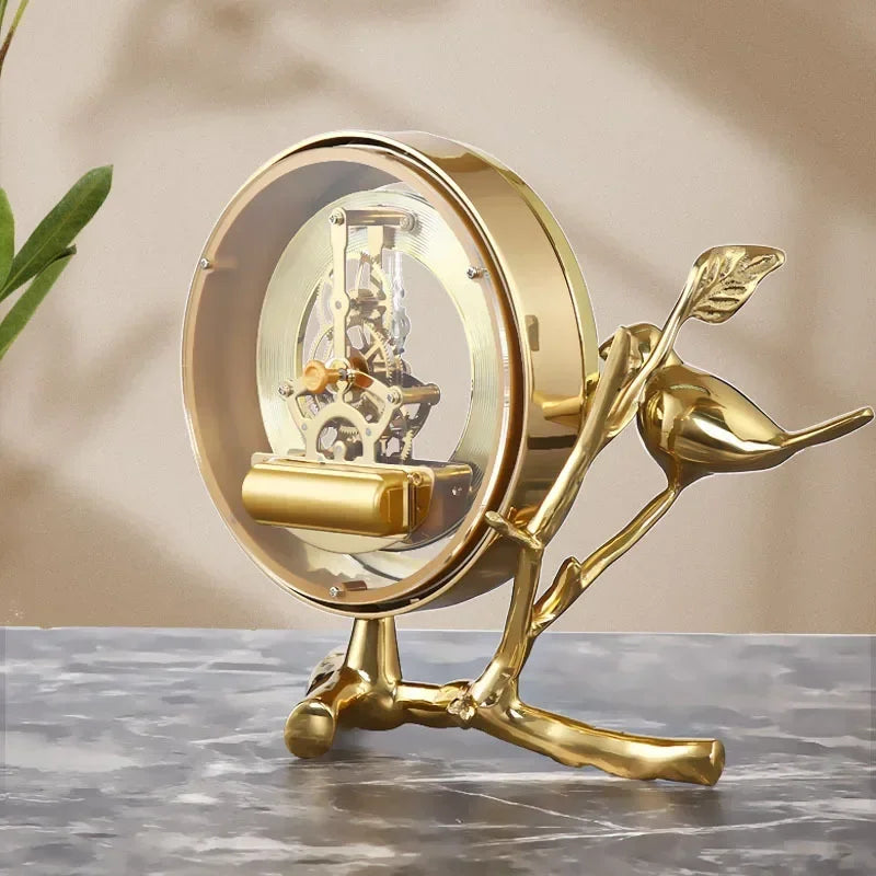 Inttox-Réveil en Cuivre Pur – Horloge de Bureau Élégante Style Américain pour la Maison ou le Bureau