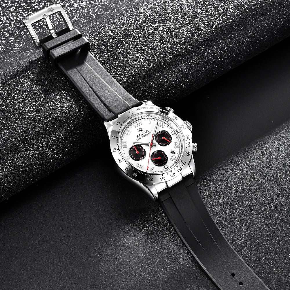 ⌚ BENYAR – Montre de Sport Homme 🏅 | Acier Inoxydable 🔩 | Quartz Chronographe ⏱️ | Étanche 3 ATM 💧 | Marque Supérieure ⭐ | Style Mode 👔