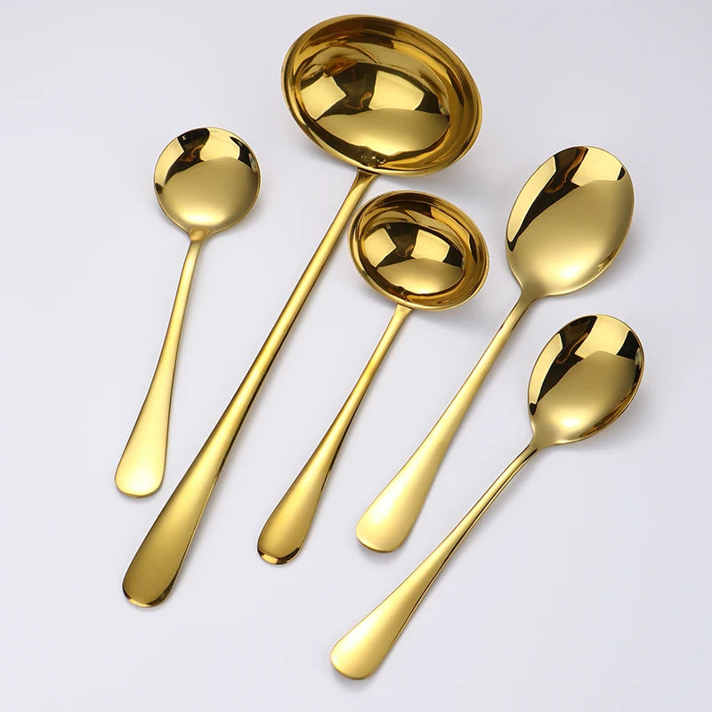 Inttox-🍽️ Ensemble de Couverts  – 72 Pièces (Cuillère, Fourchette, Couteau) – Vaisselle Dorée Élégante ✨