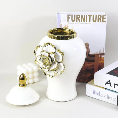 Inttox-🌹🏺 Vase Gingembre Européen de Luxe avec Rose  🌟