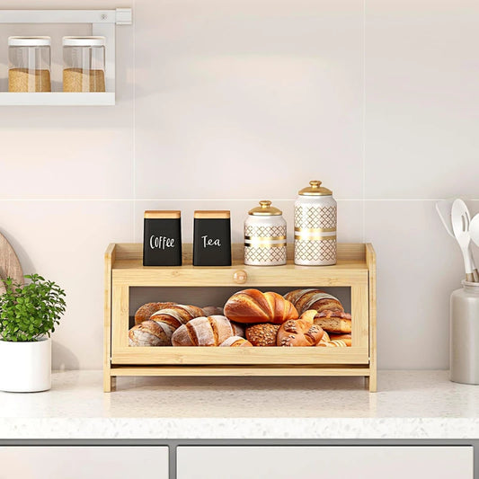 Inttox-🍞🪵 Boîte à Pain en Bambou – Design Moderne & Fenêtre Transparente 🌿
