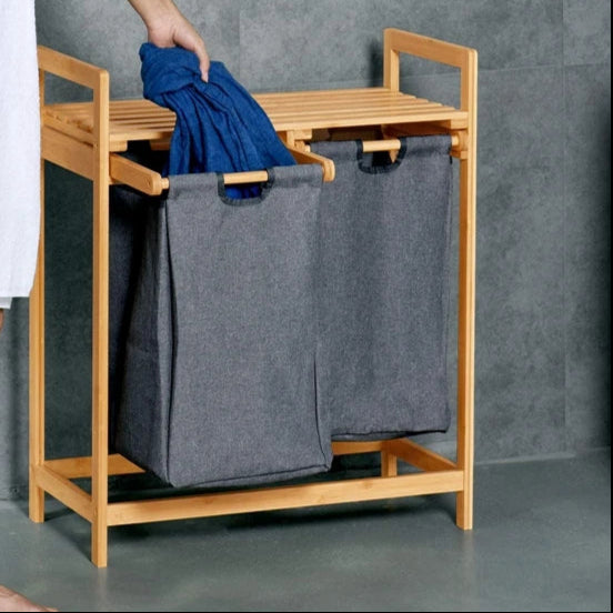 Inttox-🧺🌿 Panier à Linge en Bambou – Organisateur Élégant pour Salle de Bain 🛁✨