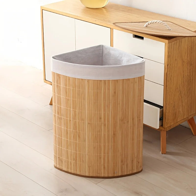 Inttox-🧺 Panier à Linge Sale Pliable en Bambou – Avec Couvercle | Organisation Maison & Buanderie ♻️✨