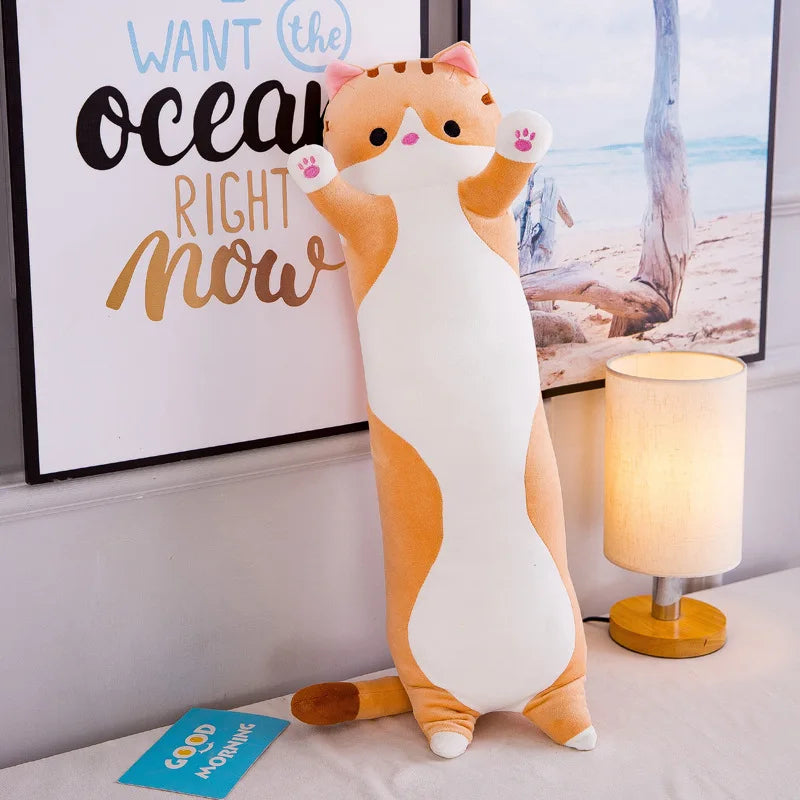 Inttox-Oreiller Long Chat en Peluche 🛏️