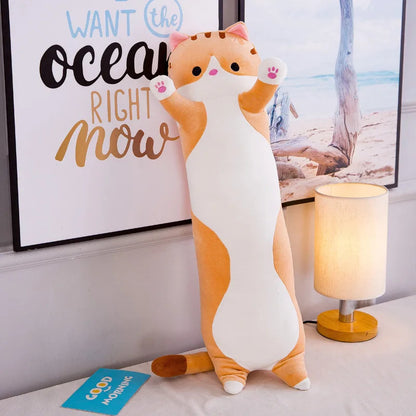 Inttox-Oreiller Long Chat en Peluche 🛏️