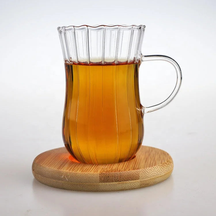 Inttox-✨ Ensemble de Tasses à Thé en Verre Borosilicaté avec Planches en Bois 🌿☕