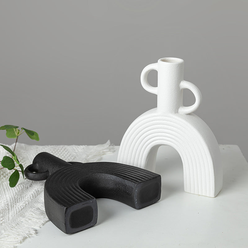 Inttox-Vase en Céramique Abstrait – Style Scandinave Minimaliste 🌿🖼️