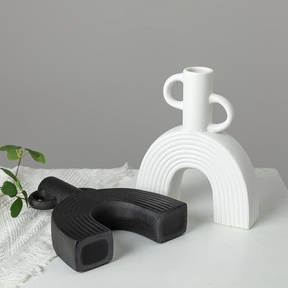 Inttox-Vase en Céramique Abstrait – Style Scandinave Minimaliste 🌿🖼️
