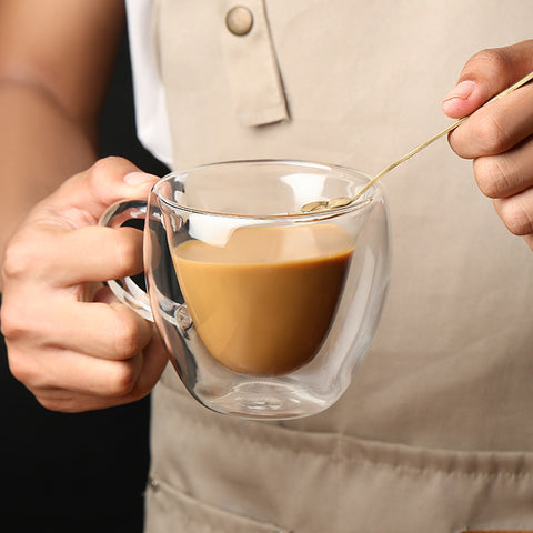 Inttox-Tasse à Thé et à Café en Verre à Double Paroi en Forme de Cœur - 250 ml