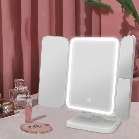 Inttox-Miroir de Maquillage à Trois Volets avec Lumières LED