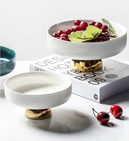 Inttox-Assiette à Pieds Hauts en Céramique – Présentoir Élégant pour Fruits, Desserts & Salades 🍇🍰