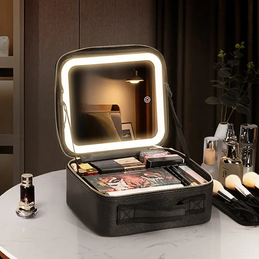 Inttox-💄 Sac de Maquillage avec Miroir Éclairé – Beauté & Praticité à Emporter 👜