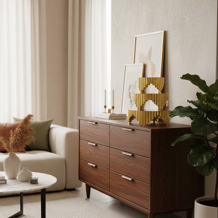 Inttox-Set de 3 Présentoirs Miroir Dorés – Design Luxe