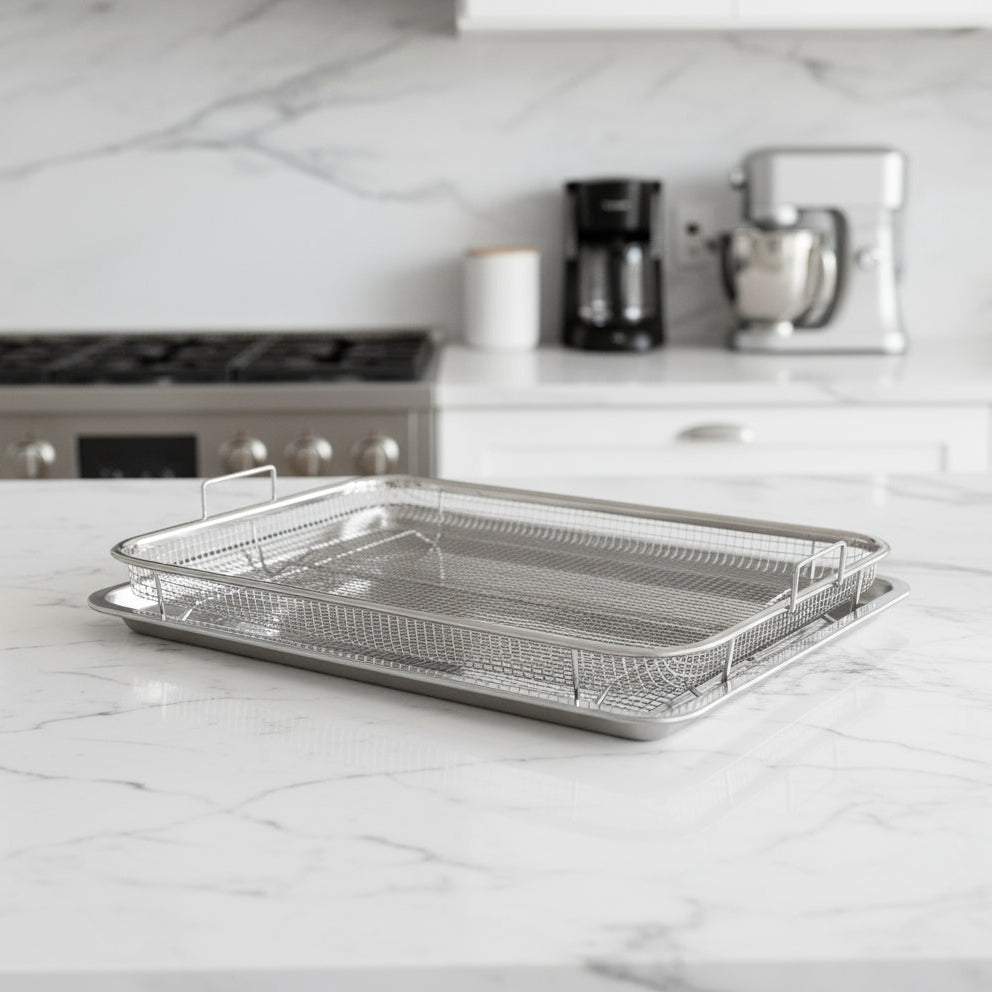 Inttox-Ensemble de Plateaux Croustillants en Acier Inoxydable Antiadhésif