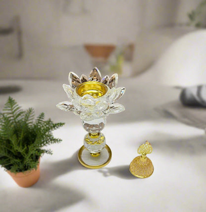 Inttox-🌸🕌 Brûleur d'Encens en Métal Lotus Arabe avec Cristal – Élégance & Sérénité ✨🕊️