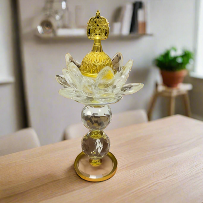 Inttox-🌸🕌 Brûleur d'Encens en Métal Lotus Arabe avec Cristal – Élégance & Sérénité ✨🕊️
