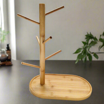 Inttox-🌿 Porte-Tasses en Bois de Bambou – Support Mug Arbre Design Naturel ☕🌱