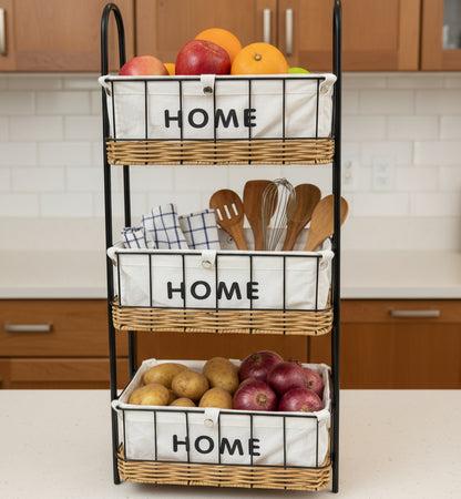 Inttox-Étagère de Rangement 3 Niveaux avec Paniers “HOME