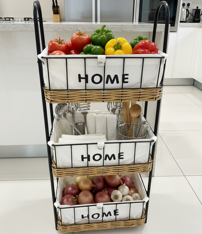 Inttox-Étagère de Rangement 3 Niveaux avec Paniers “HOME