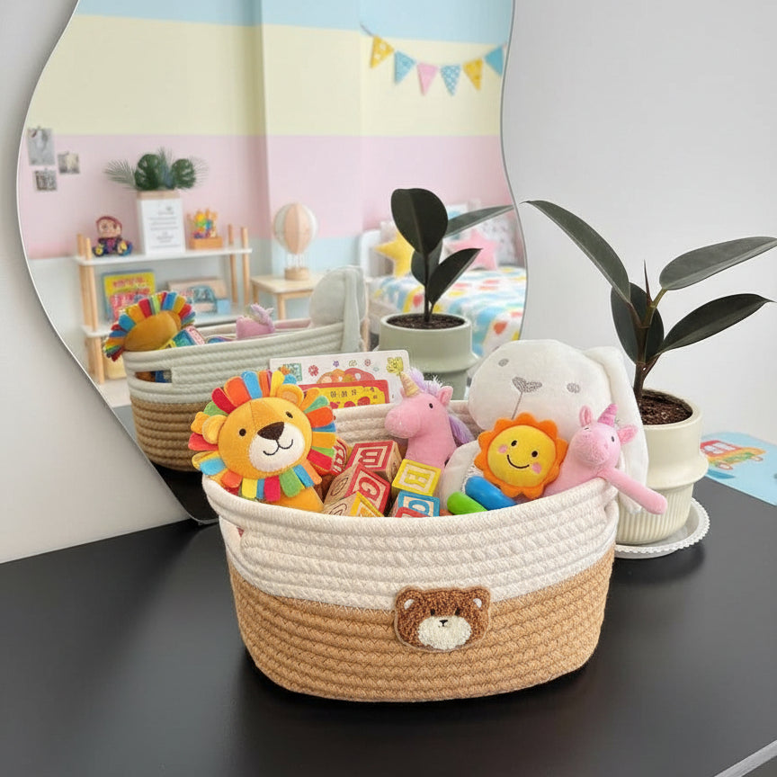 Inttox-Panier de Rangement en Corde de Coton Tissé