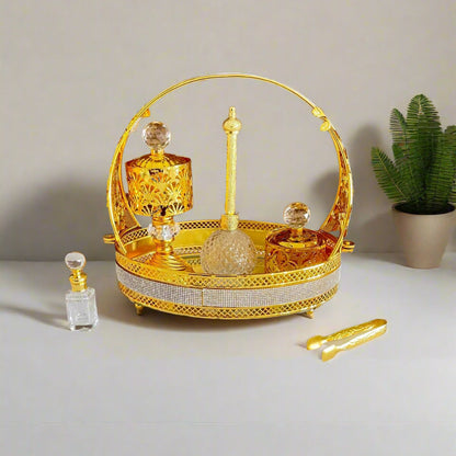 Inttox-🌸✨ Ensemble de Poêle d'Aromathérapie Oriental – Panier Doré 🕌🌿