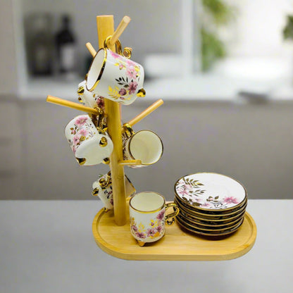 Inttox-🌿 Porte-Tasses en Bois de Bambou – Support Mug Arbre Design Naturel ☕🌱