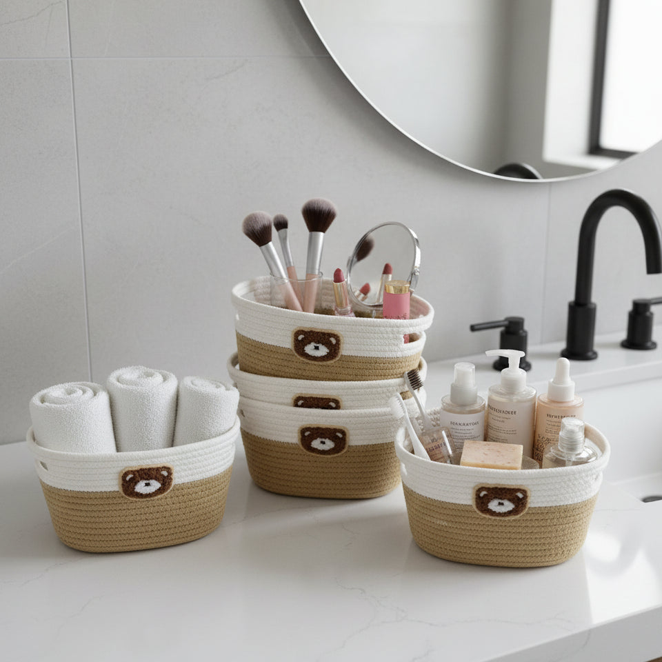 Inttox-Panier de Rangement en Corde de Coton Tissé