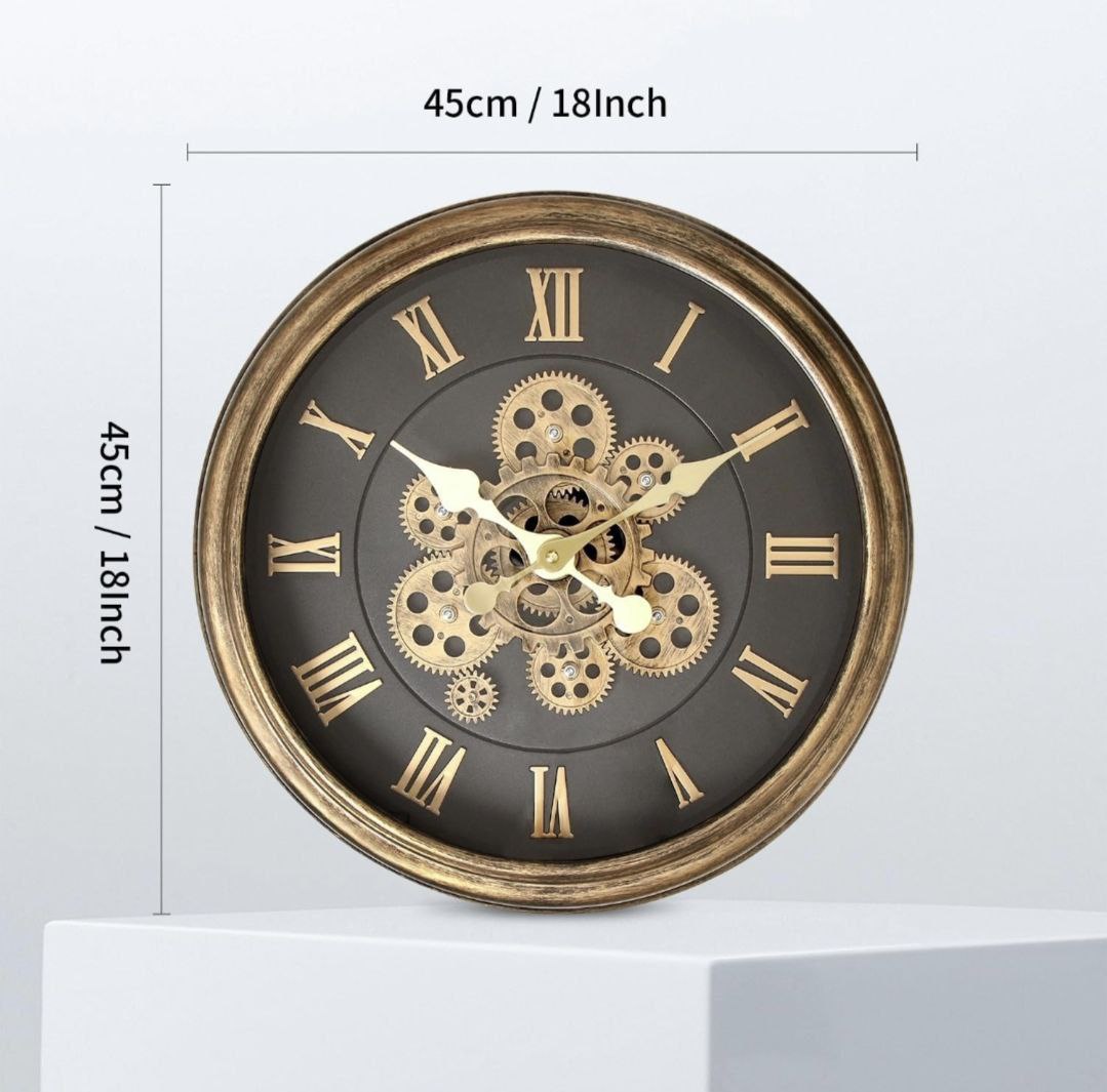 Inttox-🕰️ Grande Horloge Murale Steampunk  🏠