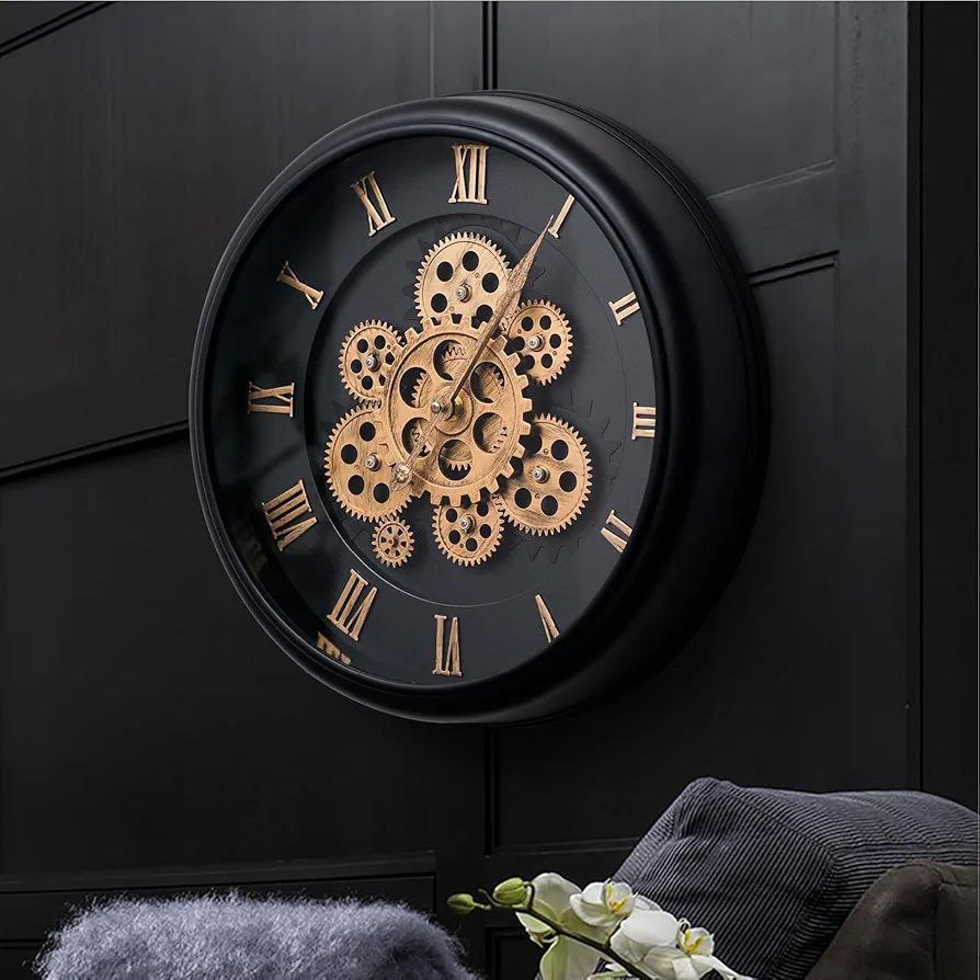 Inttox-🕰️ Grande Horloge Murale Steampunk  🏠