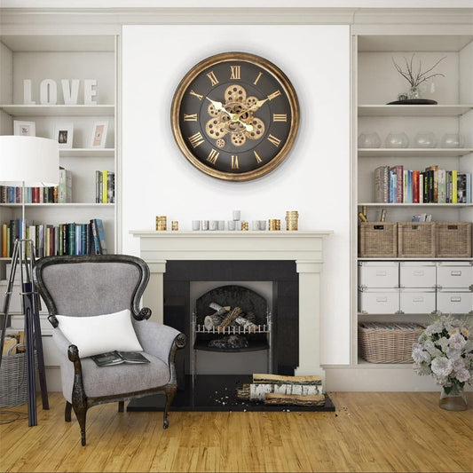 Inttox-🕰️ Grande Horloge Murale Steampunk  🏠