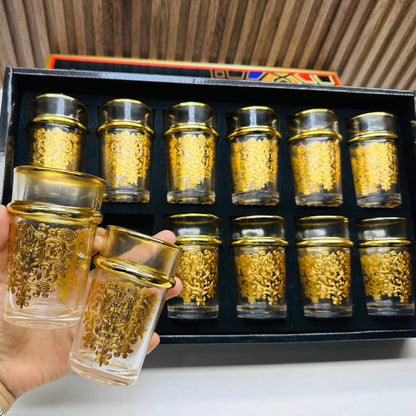 Inttox-🥂✨ Ensemble de 12 Verres Marocains Dorés – Luxe et Tradition 🌟