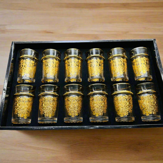 Inttox-🥂✨ Ensemble de 12 Verres Marocains Dorés – Luxe et Tradition 🌟