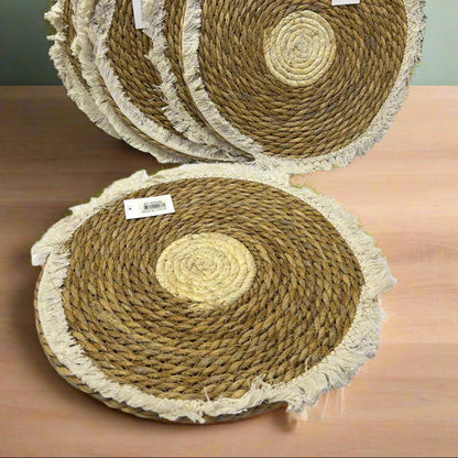 Inttox-🍽️ Table Ronds en Chanvre & Coton – Style Bohème Chic ✨(une pices)