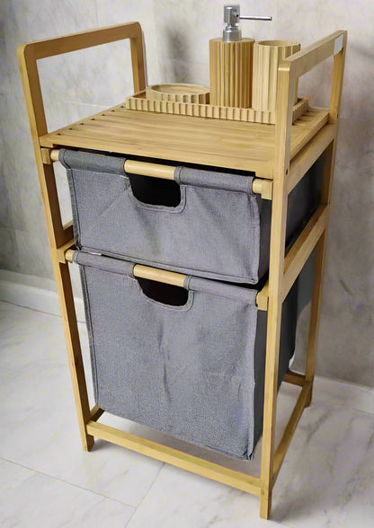 Inttox-🧺  Panier à Linge en Bambou avec 2 Sacs Amovibles 🪵👕