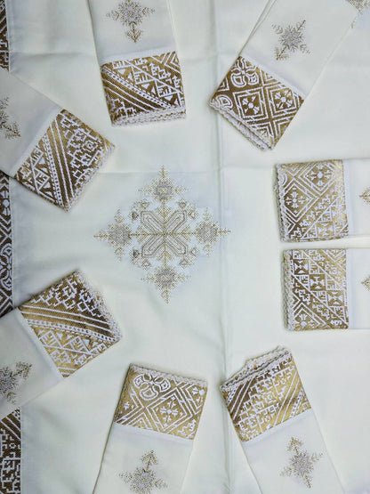 Inttox-🕌 Nappe Marocaine Brodée avec 8 Serviettes 🧵✨