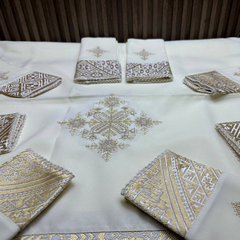 Inttox-🕌 Nappe Marocaine Brodée avec 8 Serviettes 🧵✨