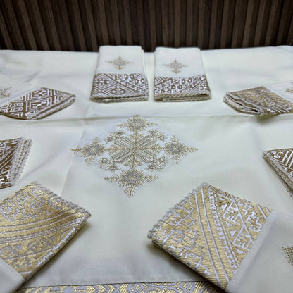 Inttox-🕌 Nappe Marocaine Brodée avec 8 Serviettes 🧵✨