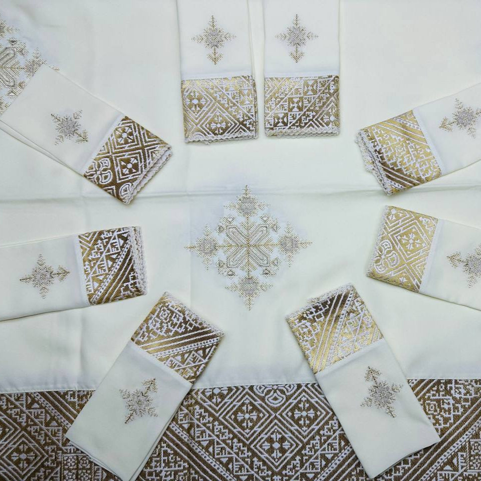 Inttox-🕌 Nappe Marocaine Brodée avec 8 Serviettes 🧵✨