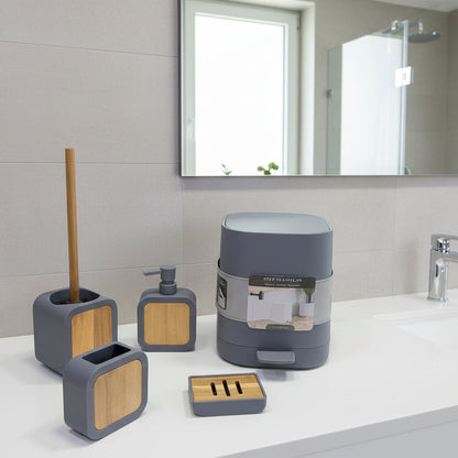 Inttox-Set d’Accessoires de Salle de Bain Moderne en Bambou