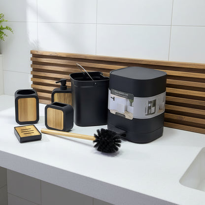 Inttox-Set d’Accessoires de Salle de Bain Moderne en Bambou