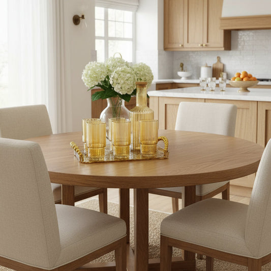 Inttox-🥂 Service à eau en verre doré avec plateau 8 Piece