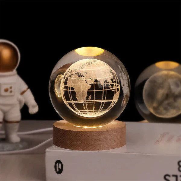 Inttox-🌕✨ Veilleuse Boule de Cristal 3D LED - Planètes et Lune 🌌💡