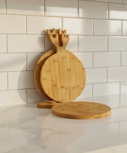 Inttox-🍈 Planche à découper en bambou en forme de grenade 2 piece